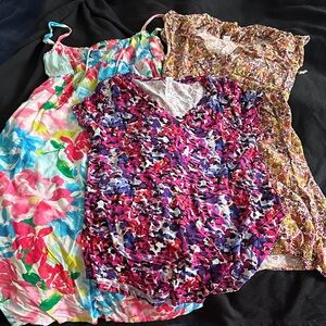 3-Piece Maternity Floral Print Dresses & Tee - S